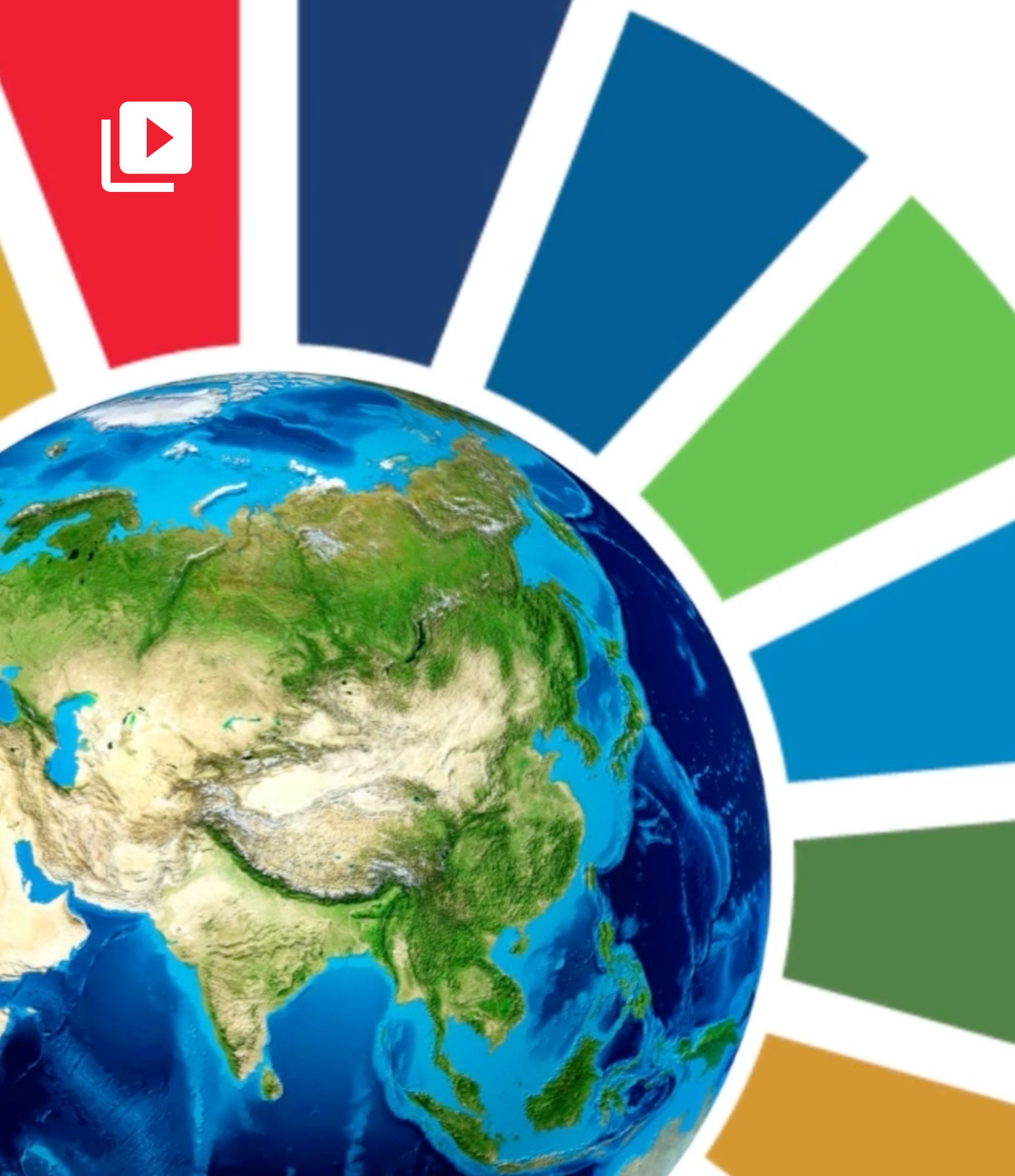 Logo of the Sustainable Development Goals and a map centered on Asia