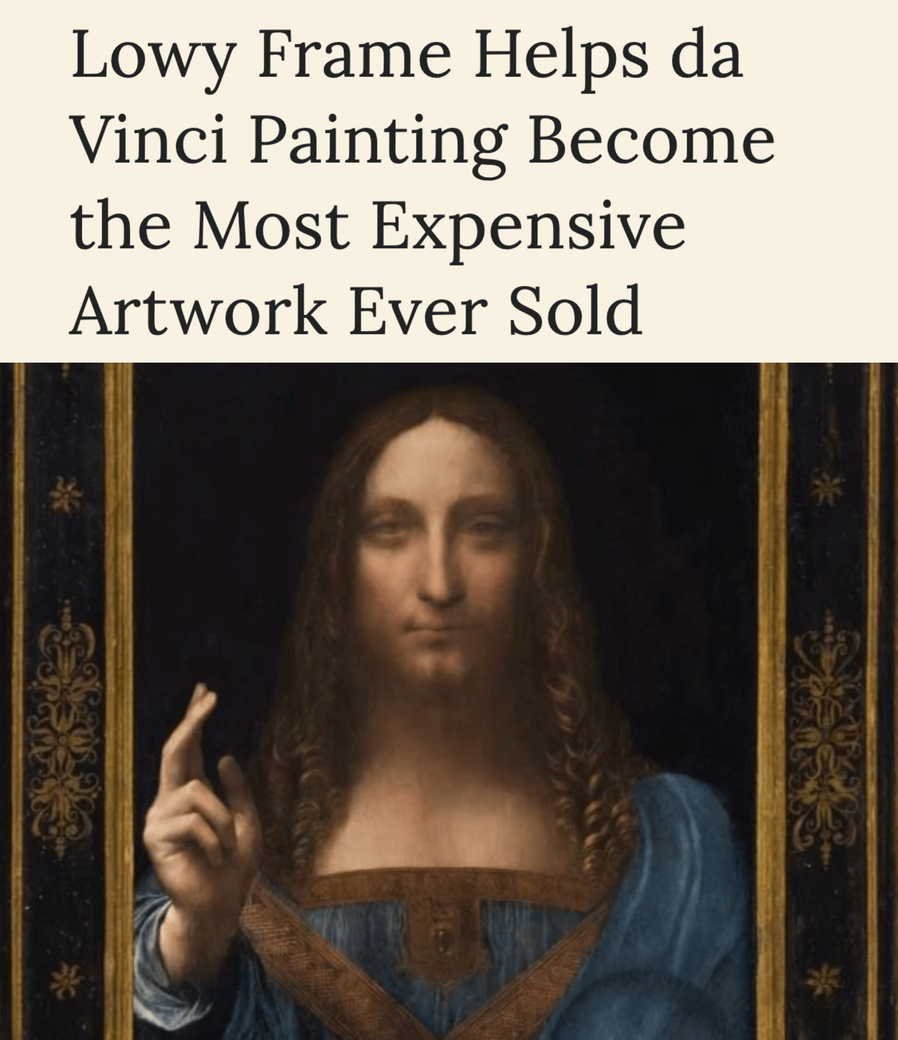 da Vinci's Salavtor Mundi painting framed by Lowy